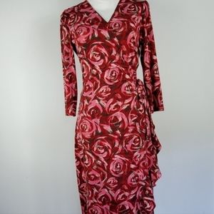 BCBG Max Azria Red print wrap dress